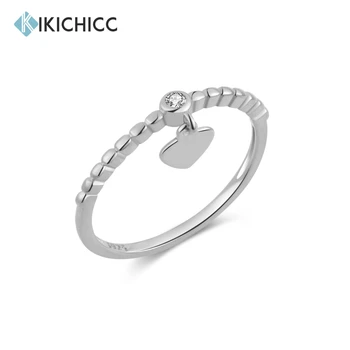 KIKICHICC 100% стерлинговое серебро 925 пробы, размер от 5 до 9, тонкое кольцо с сердечком любви, женские роскошные ювелирные украшения в стиле рок-панк, подарок