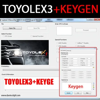 TOYOLEX3 + Диагностическое программное обеспечение KEYGEN TOYOLEX3 + KEYGEN НЕОГРАНИЧЕННЫЙ ПОЛЬЗОВАТЕЛЬ для Toyota, для программного обеспечения для автомобилей Lexus