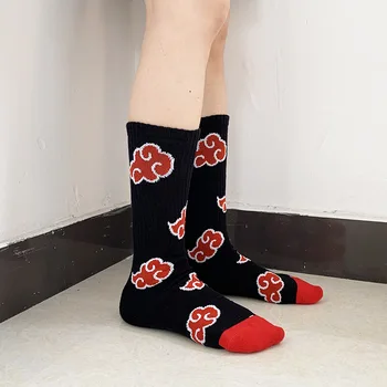 Носки Akatsuki Red Cloud Socks Хлопчатобумажные носки Sasuke Itachi для косплея в японском аниме на Хэллоуин для взрослых и детей реквизит для костюмов ниндзя