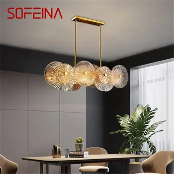 Подвесной светильник SOFEINA в виде золотого прямоугольника, креативный светильник в стиле постмодерн для гостиной-столовой