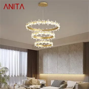 Подвесные светильники ANITA Nordic Золотой Современный Роскошный Хрустальный светодиодный светильник для украшения дома
